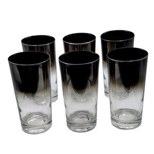 Vintage MCM Silver Mercury Fade Highball Tom Collins Tumblers Ombre Set Of 6